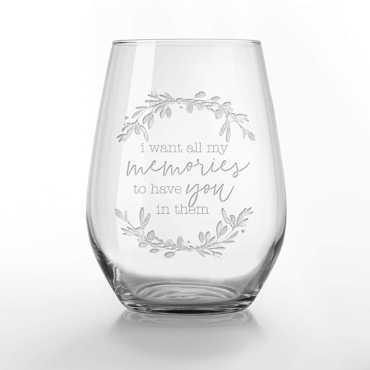 15oz. My Memories with You Engraved Stemless Wine Glass